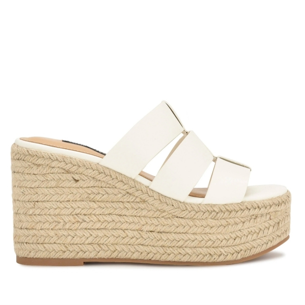 New w/o Box Nine West Keran 3 Vegan Leather Slip-On Espadrille Platform Wedges - Picture 2 of 6